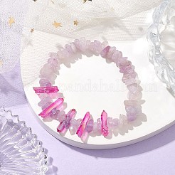 Braccialetti elasticizzati con perline di scaglie di ametista naturale&nbsp;BJEW-TA00494-04