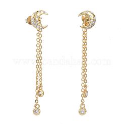 Boucles d'oreilles pendantes en laiton avec pavé de zircon cubique transparent&nbsp;EJEW-K083-16G
