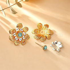 Boucles d'oreilles puces en laiton et turquoise&nbsp;WG438B6-02