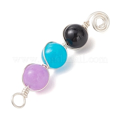 5 Stück 5 Stile gefärbte natürliche Malaysia Jade & Amethyst & schwarzer Onyx (gefärbt und erhitzt) & Rosenquarz & Labradorit runde Perlenanhänger&nbsp;PALLOY-JF04051-02