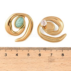 Orecchini a lobo da donna in acciaio inossidabile 304 e amazzonite naturale.&nbsp;SA-A003-03G