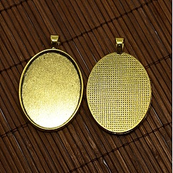 Cabochon bases 40x30mm claras cubierta cabujón de cristal ovalada y la aleación colgante en blanco para el retrato de diy colgante de decisiones&nbsp;DIY-X0159-G-LF