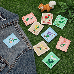 4 bolsa de pegatinas de poliéster con dibujos de flores&nbsp;DIY-FG0010-68