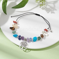 Bracelets de perles tressées avec pierres précieuses naturelles et synthétiques chakra&nbsp;BJEW-JB09824-05
