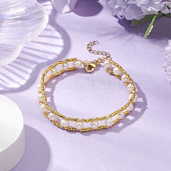Bracciali di perle d'acqua dolce coltivate naturali e perline di vetro&nbsp;BJEW-JB11149