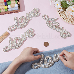 4 Stück Wort Liebe Glaskristall Strass mit Kunststoffperle zum Aufnähen auf Stoffflicken&nbsp;PATC-FG0003-51