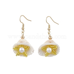 Orecchini pendenti a forma di conchiglia in acciaio inossidabile 304&nbsp;EJEW-MZ00376-05
