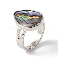Verstellbare Ringe aus natürlicher Paua-Schale&nbsp;RJEW-G260-01P-01