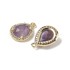 Pendentifs en forme de larme à facettes en améthyste naturelle&nbsp;G-U028-02G-03