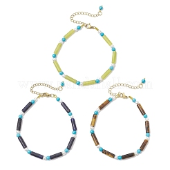 3 bracelet en perles de jade citron naturel&nbsp;BJEW-JB12027
