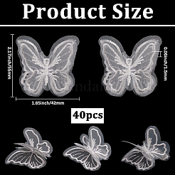 40 Stück Polyester-Schmetterling&nbsp;DIY-SP0006-26B