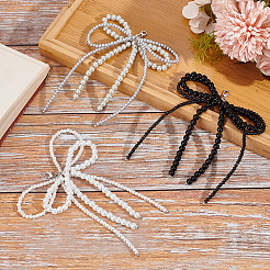 6 Stück 3 Farben Bowknot Glasperlen Schuhanhänger&nbsp;HJEW-GO00082