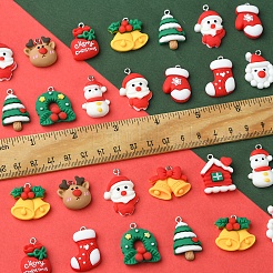48pcs 12 Arten Weihnachtsthema-undurchsichtige Harzanhänger&nbsp;RESI-FS0001-73