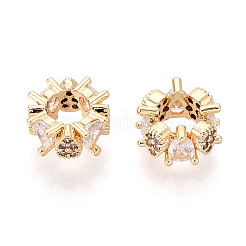 Laiton micro pave zircon cubique transparent perles européennes&nbsp;KK-N275-07G