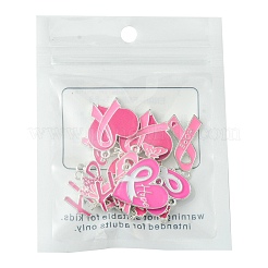 Pendenti in smalto in lega a tema nastro rosa di consapevolezza del cancro al seno da 12 pz 6 stili&nbsp;ENAM-FS0001-68