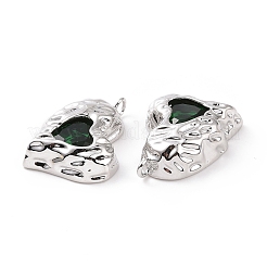 Pendentifs en laiton zircon cubique micro pavé vert&nbsp;KK-E068-VC453