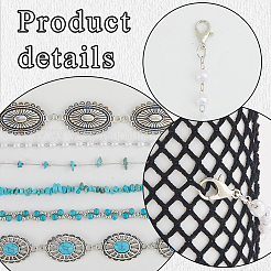 2 set di 2 stili di scaglie di turchese sintetico e perle di plastica finte perle a catena per cappelli&nbsp;AJEW-CN0004-03