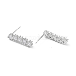 Pendientes de tuerca de circonita cúbica de latón chapado en estante rectangular para mujer&nbsp;EJEW-K245-15P