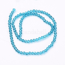 Fili di perle di vetro rotonde sfaccettate (32 sfaccettatura).&nbsp;X-EGLA-J042-4mm-14