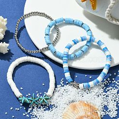 4 Stück 4 Stile Polymer Clay Heishi Surfer Stretch-Armbänder-Set&nbsp;BJEW-TA00373