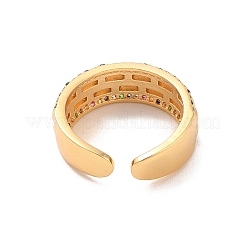 Offene Manschettenringe aus Messing mit Mikropavé und Zirkonia&nbsp;RJEW-R146-14B-G