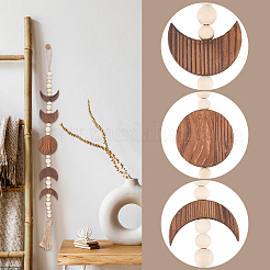 Ornements muraux en bois à suspendre avec phases de lune&nbsp;HJEW-WH20003-61A