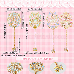 4 Stück 4 Stile Ballett-Thema Messing & Eisen Emaille Lesezeichen mit Kette und Bowknot Charms&nbsp;AJEW-SP0002-24