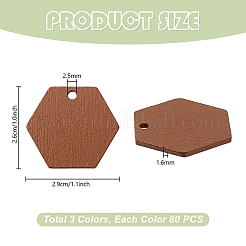 240pcs 3 Farben Holzanhänger&nbsp;WOOD-PH0003-70
