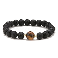 Rundes Stretch-Armband mit natürlichen Lavasteinen und gemischten Edelsteinen&nbsp;BJEW-JB09418