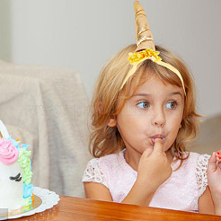 5 Stück 5 Farben Stoff-Stirnbänder aus Einhornhorn für Kinder&nbsp;OHAR-DR0001-01