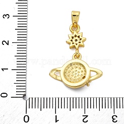 Pendentifs avec zircon cubiques à micro-pavés en laiton&nbsp;KK-V009-12G-02