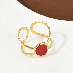 Ovale Manschettenringe aus 304 Edelstahl mit Emaille für Damen&nbsp;RJEW-G355-03G-02