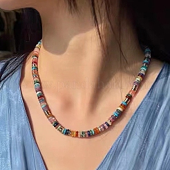 Halsketten mit Heishi-Perlen aus natürlichen und synthetischen Edelsteinscheiben für Damen&nbsp;IG0638-1