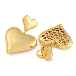 Aretes de corazón de latón&nbsp;EJEW-K293-04G