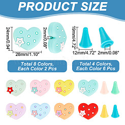 Stricknadelspitzenschutz aus Silikonherz und synthetischem Gummikegel&nbsp;DIY-NB0010-18