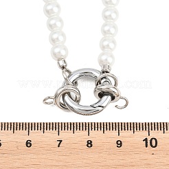 Fabrication de colliers de perles rondes imitation perle en laiton et plastique ABS&nbsp;KK-Z158-07P-02