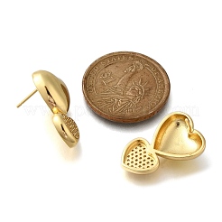 Ohrstecker aus Messing mit Herz-Mikropflaster und klarem Zirkonia&nbsp;EJEW-H143-26G