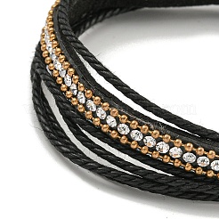 Geflochtene PU-Leder- und Wachskordeln-Mehrstrangarmbänder&nbsp;BJEW-P329-09A-G