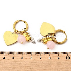 Pendientes de aro con cuentas de vidrio de acero inoxidable 304&nbsp;EJEW-D308-08PG