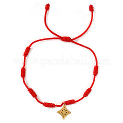 Bracelets ajustables faits main en cordelette rouge tressée avec breloques en acier inoxydable en forme de nœud chinois&nbsp;NM6573-1
