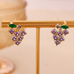 Boucles d'oreilles pendantes en laiton pavé de zirconiums cubiques&nbsp;CU-CBA2AB4-02G