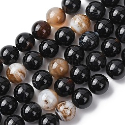 Natürliche schwarze Achat Perlen Stränge&nbsp;G-H343-D02-12mm