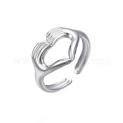 Anillo abierto con forma de corazón de acero inoxidable 304 antideslustre para mujer&nbsp;RJEW-S405-260P