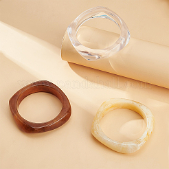 3 Stück Armreifen-Set aus Acryl in 3 Stilen mit Marmor-Imitation für Frauen&nbsp;BJEW-FI0001-11