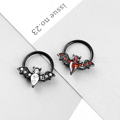 304 Edelstahl Kristall Strass Halloween Fledermaus Hoop Nasenringe&nbsp;WG0E020-03