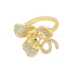 Impostazioni anello polsino fiore ottone micro pavé zirconia cubica&nbsp;KK-K297-08G