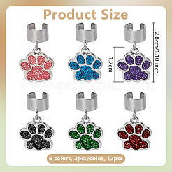 12 stücke 6 farben paw print legierung emaille stethoskop anhänger dekorationen&nbsp;HJEW-OC00055