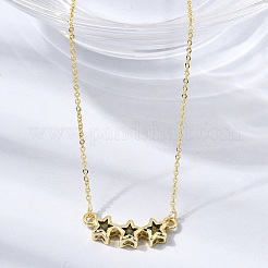 Collares con colgante de triple estrella de latón y vidrio&nbsp;KK-CBAB173-03G-02