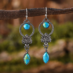 Pendientes colgantes de aleación de turquesa sintética&nbsp;FS-WGD578F-01