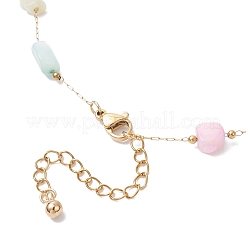 Collares de cadena de eslabones de acero inoxidable 304 y concha natural teñida con pepitas&nbsp;NJEW-JN05449